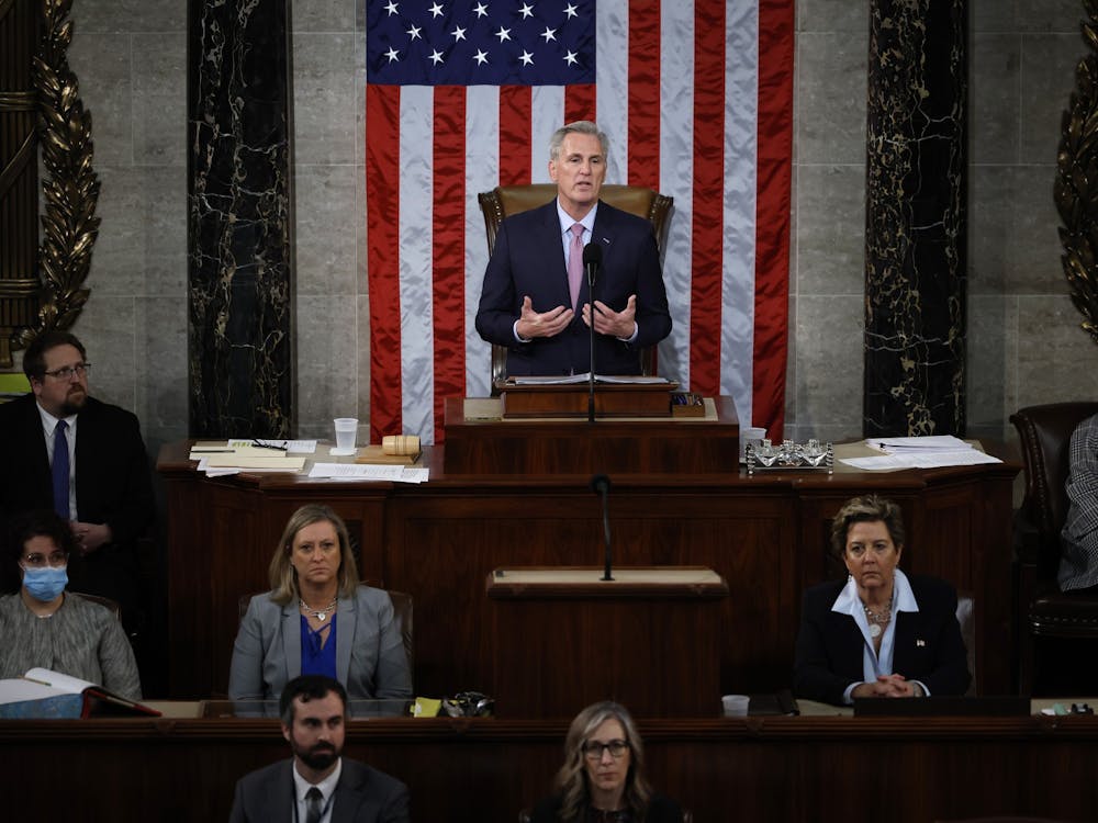 U.S. Speaker of the House Kevin McCarthy, R-Calif., delivers remarks after being elected as Speaker in the House Chamber at the U.S. Capitol Building on Jan. 7, 2023, in Washington, D.C. The 118th congress voted 15 times before electing a Speaker. 