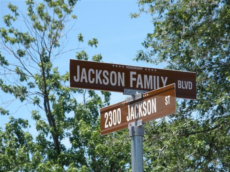 The sign marking the intersection of Jackson St. and 23rd Avenue, which was given the honorary name "Jackson Family Blvd" in July 2008.