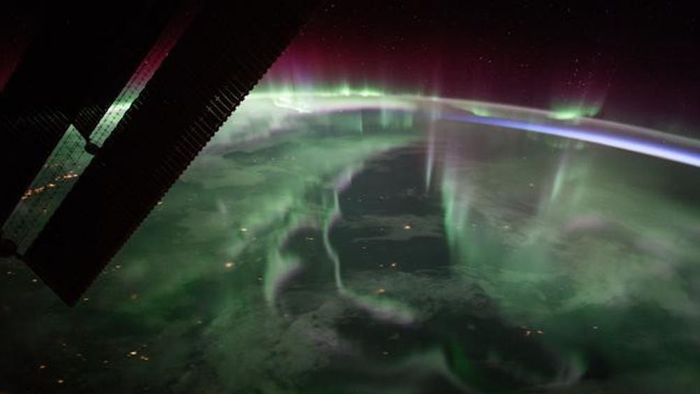 Theaurora borealis, or the &quot;northern lights,&quot; over Canada is sighted from the space station near the highest point of its orbital path. Bloomington residents may have the chance to see the northern lights on April 23, 2023.﻿