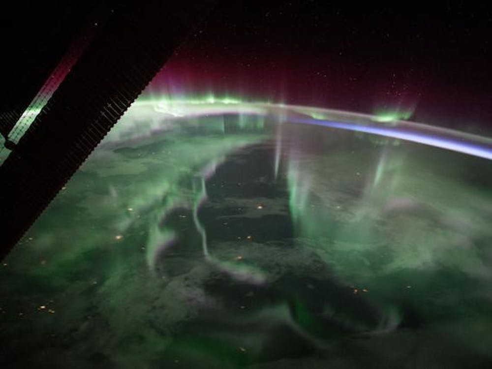 Theaurora borealis, or the &quot;northern lights,&quot; over Canada is sighted from the space station near the highest point of its orbital path. Bloomington residents may have the chance to see the northern lights on April 23, 2023.﻿