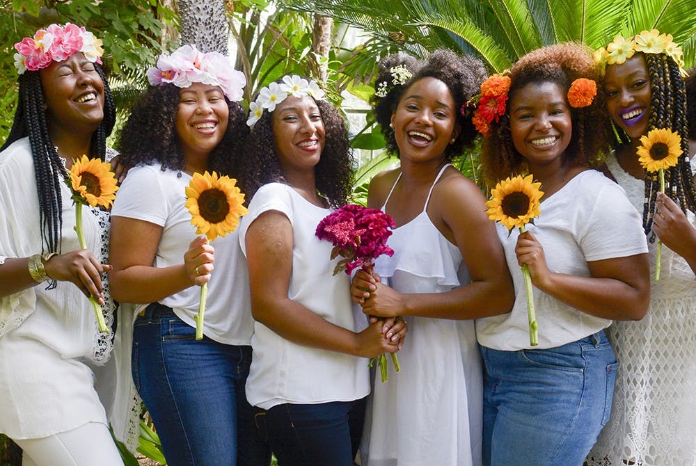 Precious Price, Kealia Hollingsworth, Akeyla Jordan, Lia Tewelde, Brailyn Davis, Benita Mwintshi, Arriel Vinson (left to right)