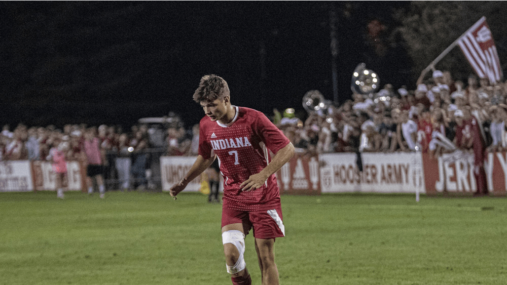 Junior Victor Bezerra dribbles the ball against Xavier on Sept. 6, 2021, at Bill Armstrong Stadium. Bezerra played 60 minutes in his return from a two-game absence.