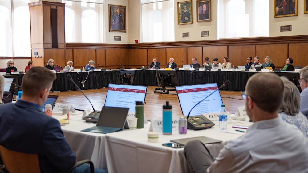 The Bloomington Faculty Council meets March 3, 2020, in Franklin Hall.