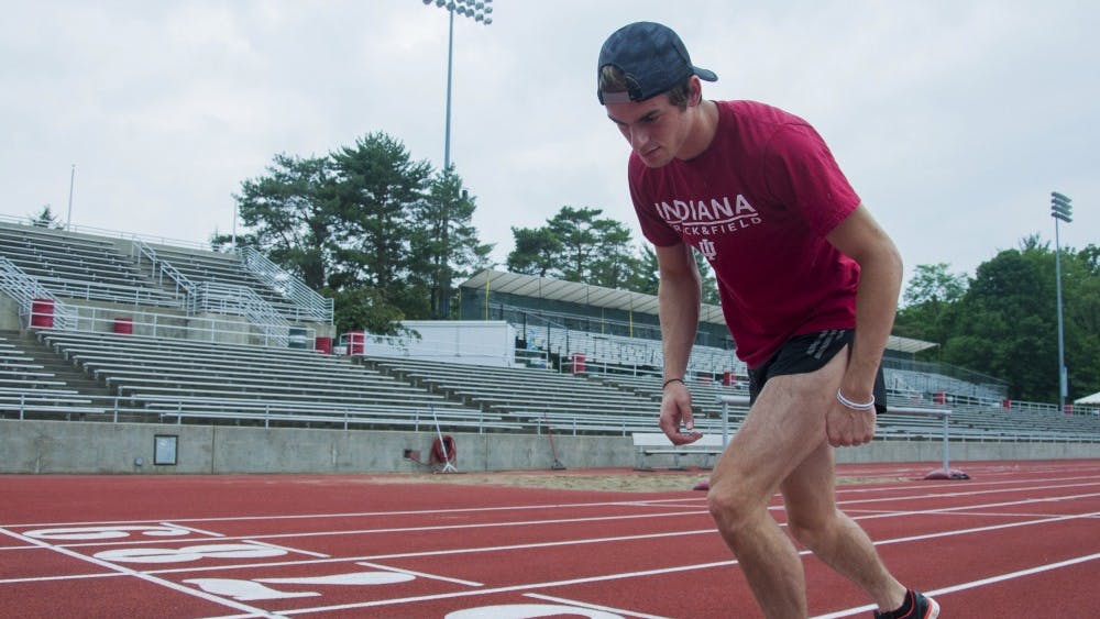 Then-sophomore, now a senior, Daniel Kuhn warms up in 2016 at the Billy Hayes Track. Hayes and the rest of the IU men's and women's track and field team will compete in the 2017 Hoosier Open on Dec. 8.