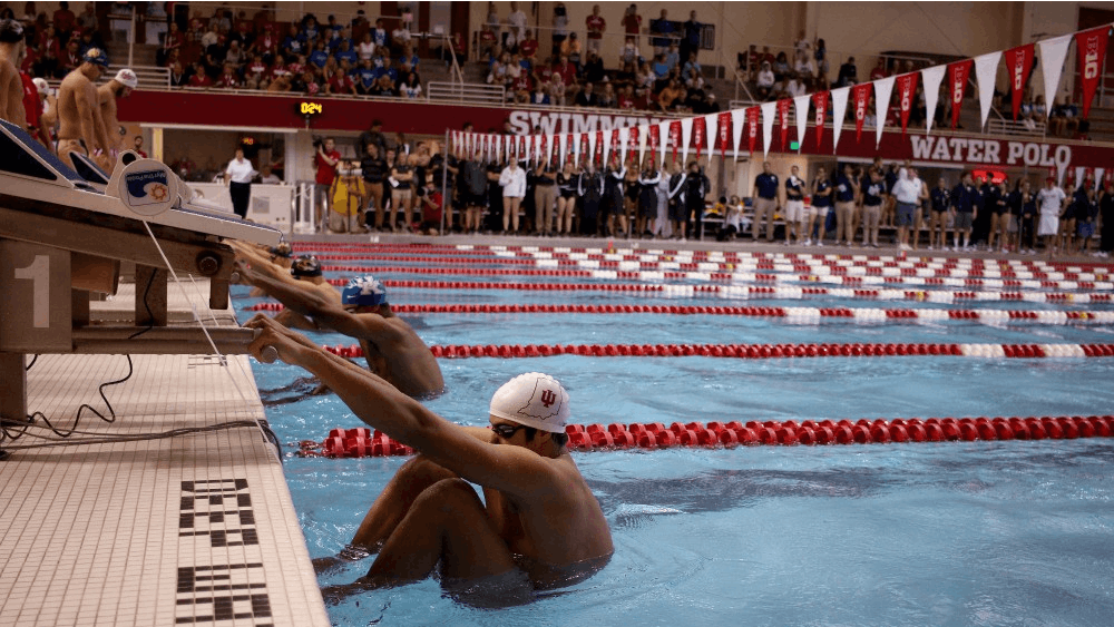 Senior Mohamed Samy prepares for the men’s 200-yard medley relay against University of Missouri, University of Kentucky and University of Notre Dame. Mohamed’s team came in fourth place with a time of 1:30.45.&nbsp;
