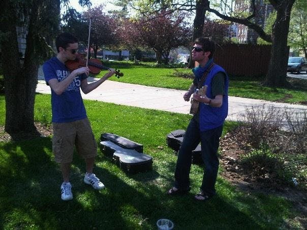 Busking in the street