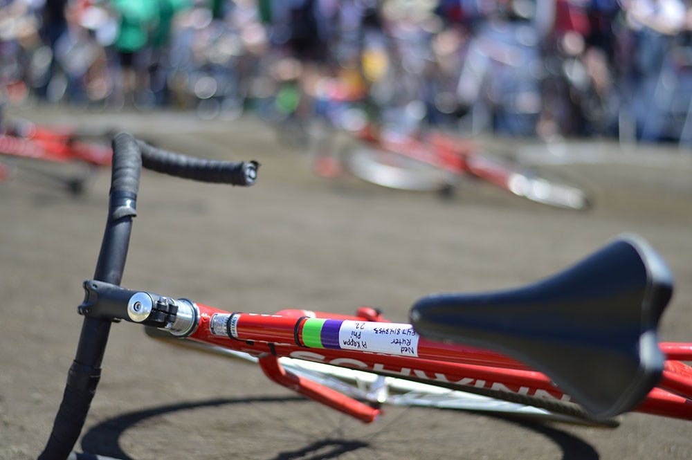 Every bike in the Little 500 Men's race had strips of purple and green tape in memory of Hannah Wilson, the IU senior who was found dead on Friday.