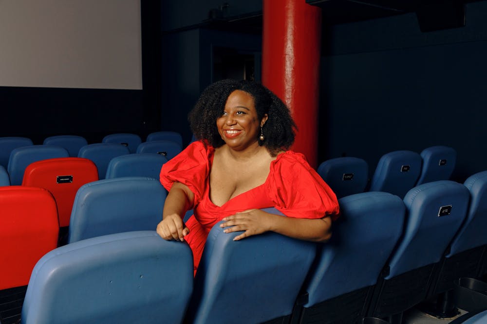 <p>Black Film Archive Creator and Curator Maya Cade is seen in a theater. IU welcomed Cade as a guest programmer for IU Cinema in the fall semester.</p>