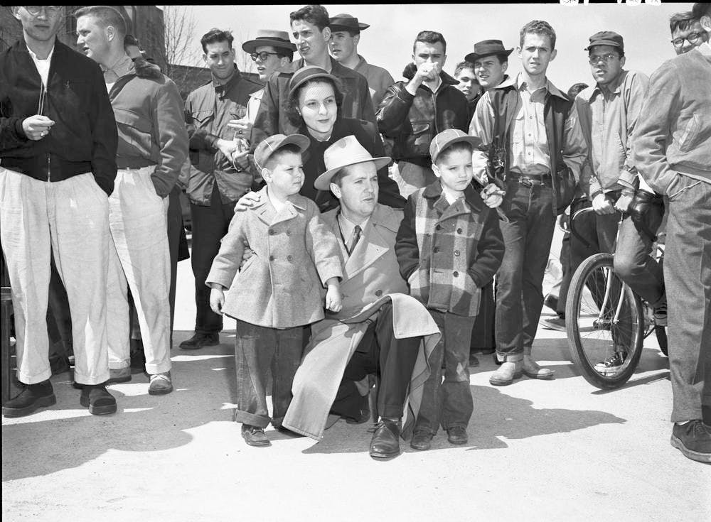 Little 500 founder Howard S. 'Howdy' Wilcox with his family in 1951 during the first race.