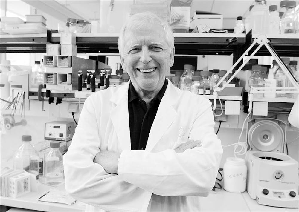 German cancer researcher Harald zur Hausen stands in his laboratory on Monday in Heidelberg, Germany. Zur Hausen and French researchers Francoise Barre-Sinoussi and Luc Montagnier shared the 2008 Nobel Prize in medicine Monday for discovering the AIDS virus and the role of viruses in cervical cancer.