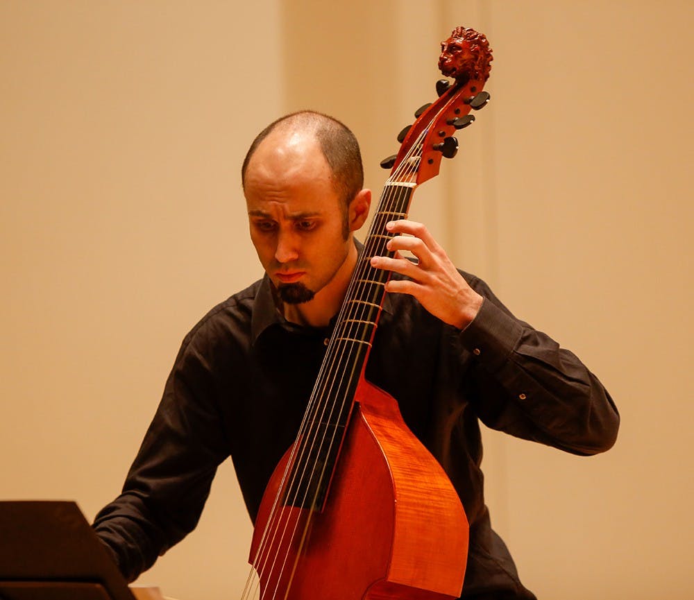 Violist Robert Smith plays "Prelude in D minor" Thursday at the Ford-Crawford Hall. Smith is an English baroque cellist and violist who won various prizes, including Audience Prize at the Bach-Abel Viola da Gamba Competition in 2012. He currently plays with the Amsterdam Baroque Orchestra and the ensemble Fantasticus. 