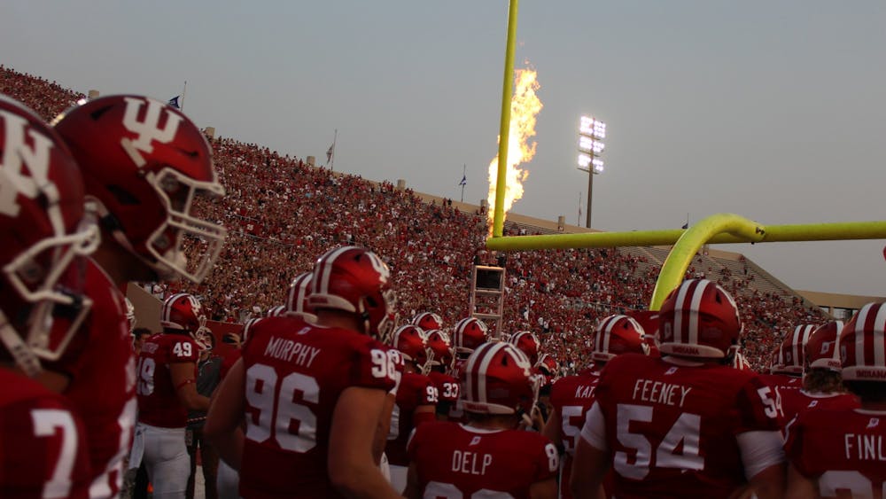 Hoosier fans look on as the Indiana football team exits the locker room ahead of its matchup with the University of Idaho on Sept. 11, 2021. Indiana&#x27;s revised 2022 schedule was released Wednesday by the Big Ten.