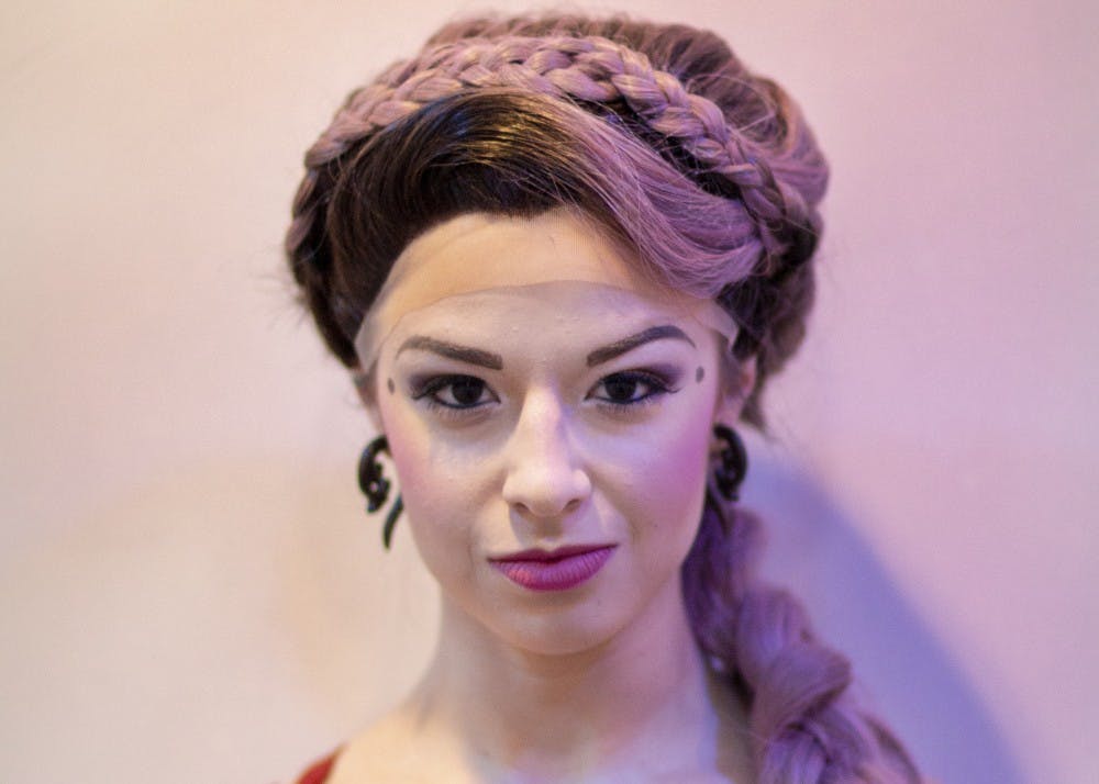 <p>Tamora is portrayed by senior Julia Klinestiver in IU Theatre's performance of "Titus Andronicus." The play runs from Jan. 18-26 at the Ruth N. Halls Theatre.</p>