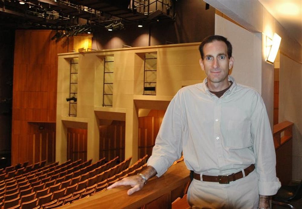 Jack Feivou, general manager of entertainment operations for Disney's Hollywood Studios, visits the Ruth N. Halls theater as part of his stay in Bloomington. Feivou also spoke with interested students and visited his friend David Grindle, the stage management professor for the Theatre and Drama Department.