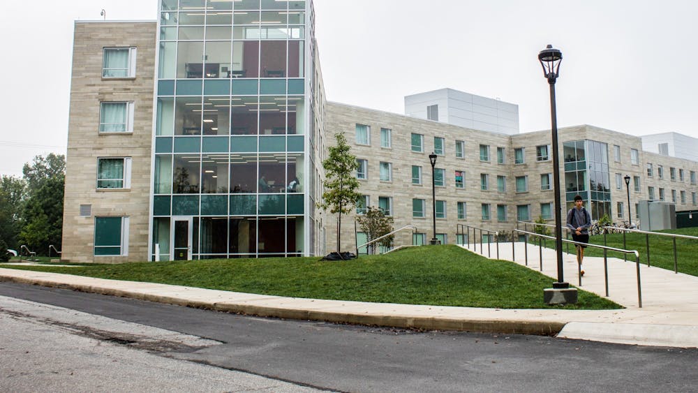 Walnut Grove Center is seen on Oct. 4, 2021, at the corner of East 13th and North Walnut Grove Streets. Walnut Grove  is the newest IU  housing facility.