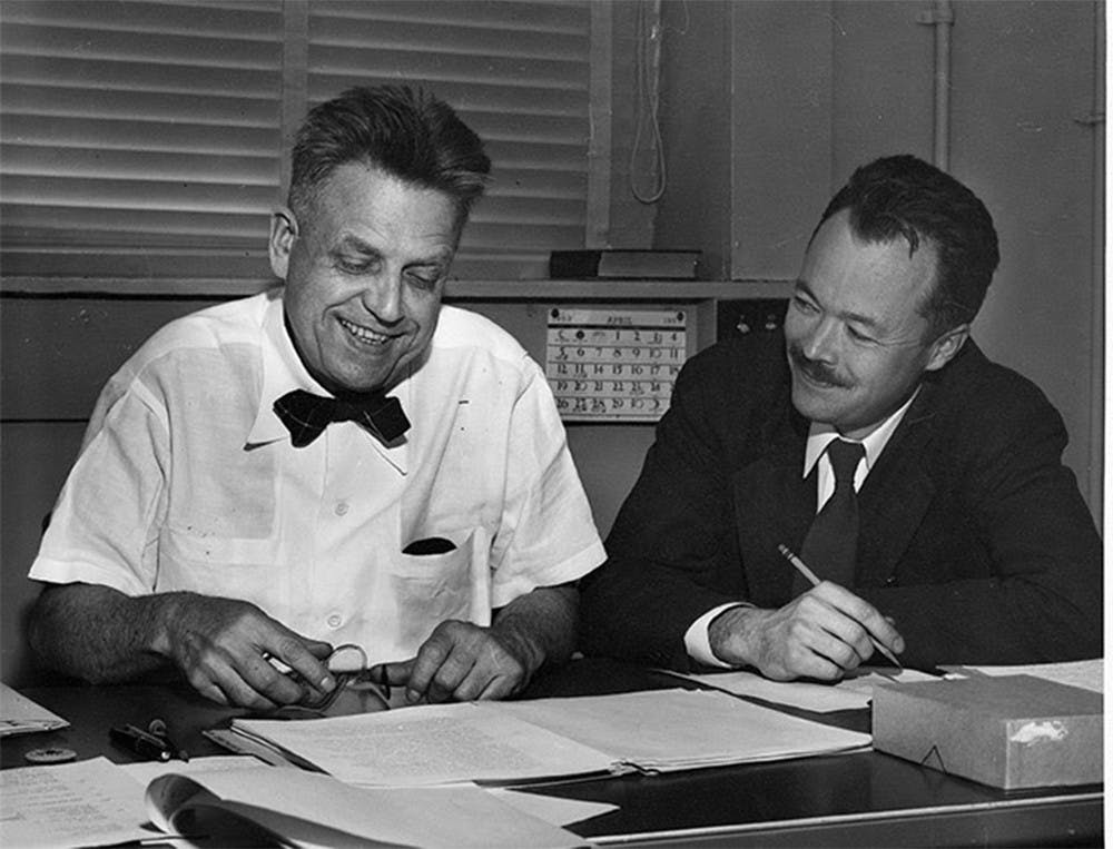 Alfred Kinsey and Paul Gebhard work together in 1953. Gebhard was the last member of the original Kinsey research team and died on July 9. He was 98 years old.