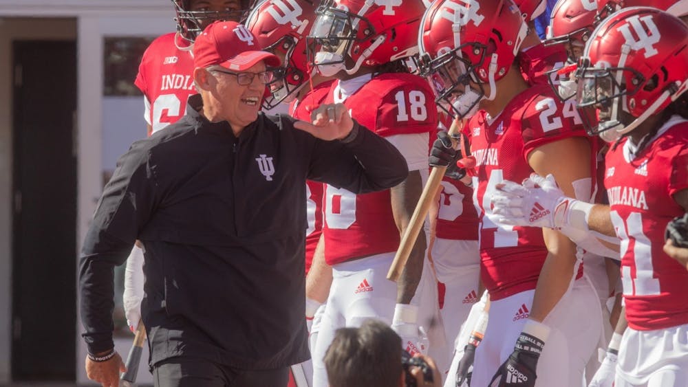 IU head coach Tom Allen instructs the team during the game against Maryland Oct. 15, 2022 at Memorial Stadium. Indiana lost to Ohio State University 56-14 on Nov. 12.
