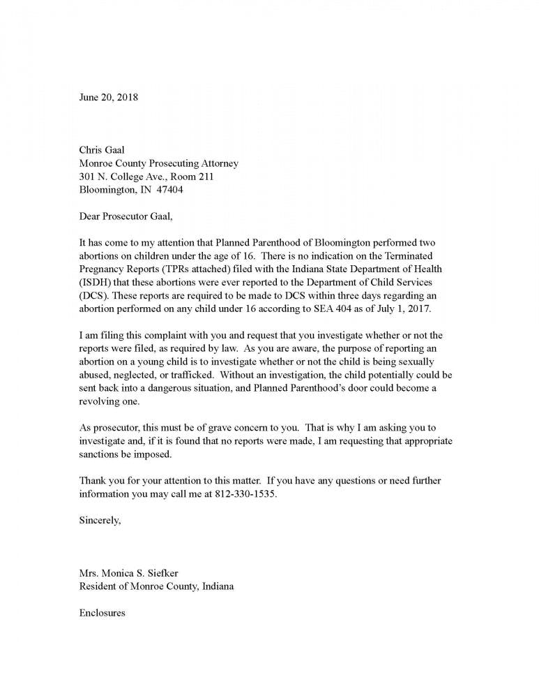 Monroe Prosecutor Complaint letter
