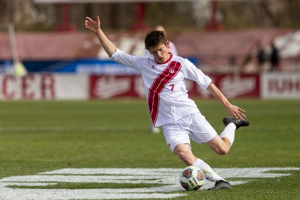 Trevor Swartz crosses the ball 