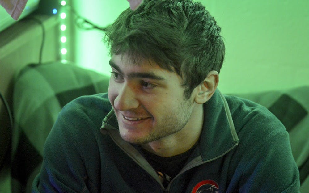 RPS Cool Room Contest Winner Garret Dederichs discusses how he gained inspiration to decorate his dorm room Friday afternoon in McNutt Quadrangle. Dederichs says he bought the strobe lighting during the Welcome Week Midnight Madness event and got the idea of strobe lighting from a post on Snapchat. 