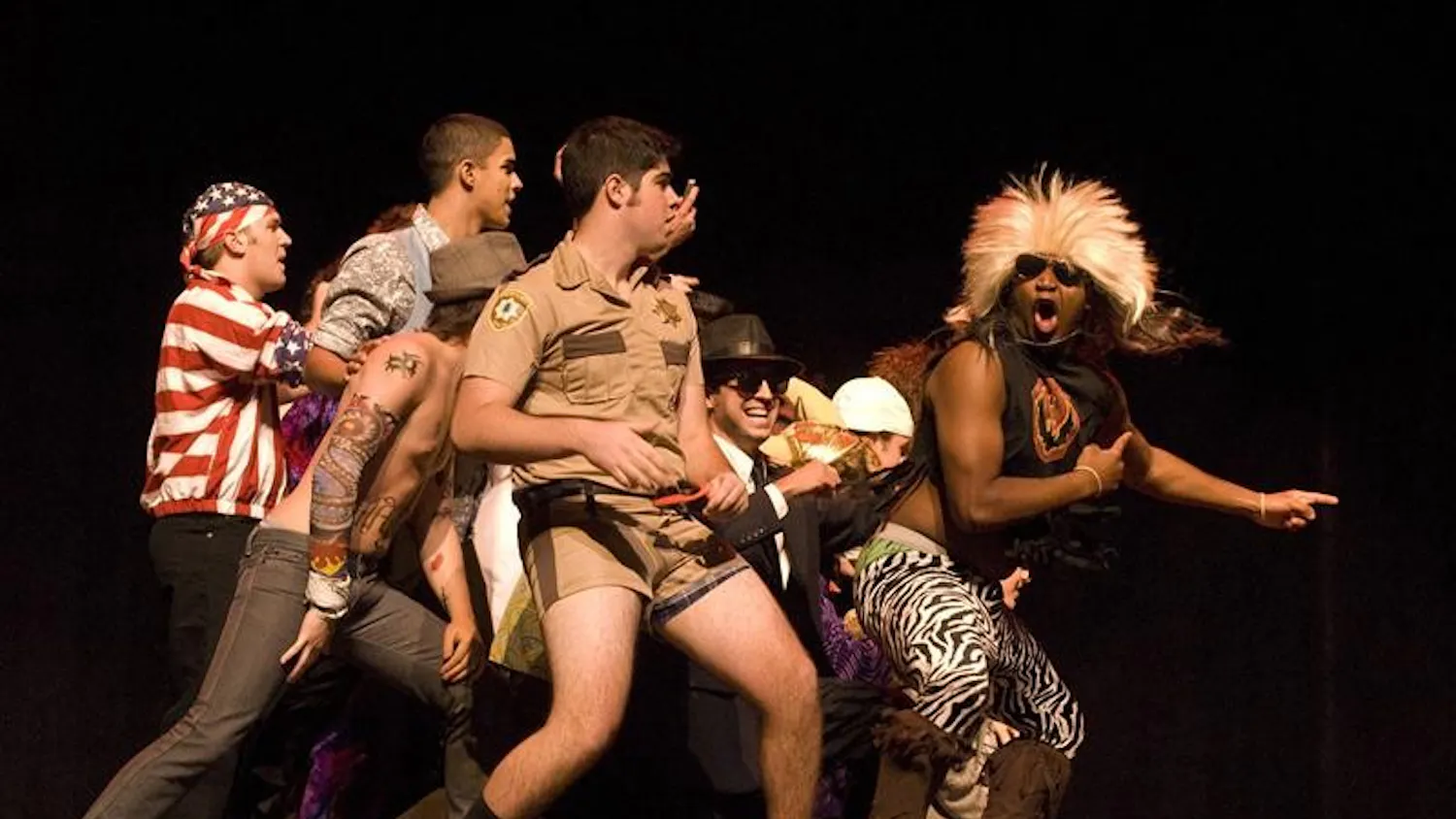 Dressed as various pop culture icons, members of various fraternities perform during Big Man On Campus Friday night at the IU Auditorium. The breast cancer fundraising event beat its previous record, bringing in over $178,000 this year