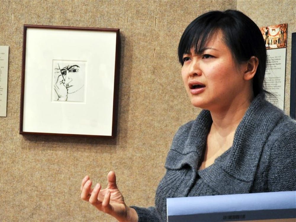 Lara Nguyen, lecturer in fundamental studio in the Hope School of Fine Arts, discussed the descriptive and emotive qualities of line in drawings from the Freundlich Collection on Wednesday afternoon in the SOFA gallery.