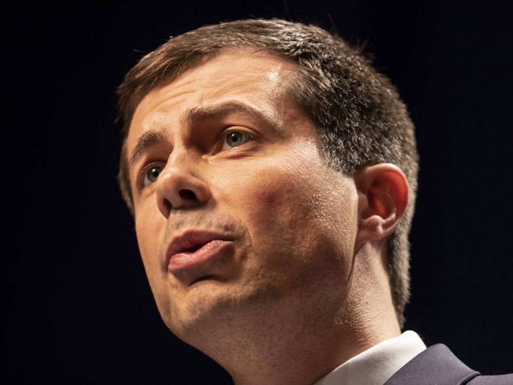 South Bend Mayor Pete Buttigieg speaks June 11 at the IU Auditorium. Buttigieg has introduced an opt-in program instead of Medicare-for-all plan during his run for presidency.