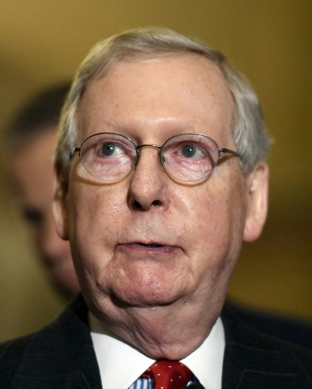 <p>United States Senate Majority Leader Mitch McConnell (R-Ky.) makes remarks to the media following the weekly U.S. Senate Republican Party luncheon on November 28, 2017, in the U.S. Capitol in Washington, D.C.&nbsp;</p>