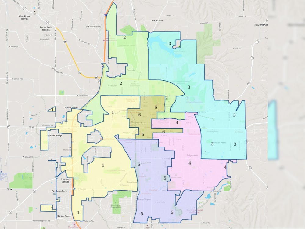 A screenshot from the City of Bloomington's website shows the city's district lines. The Bloomington City Council is searching for people to be included on a citizens advisory board for redistricting.