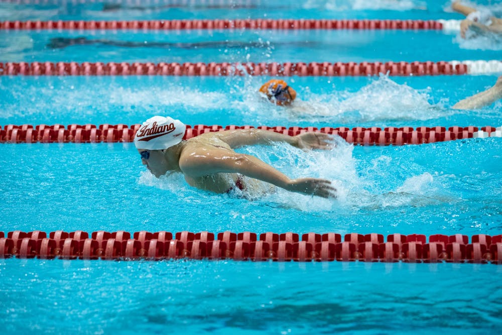 <p>Then-freshman Anna Peplowski swims in the women&#x27;s 200-yard fly race on Jan. 28, 2022, at the Counsilman-Billingsley Aquatic Center. Peplowski will join 11 other Hoosiers in Knoxville, Tennessee for the 2023 NCAA Swimming and Diving Championships.</p>