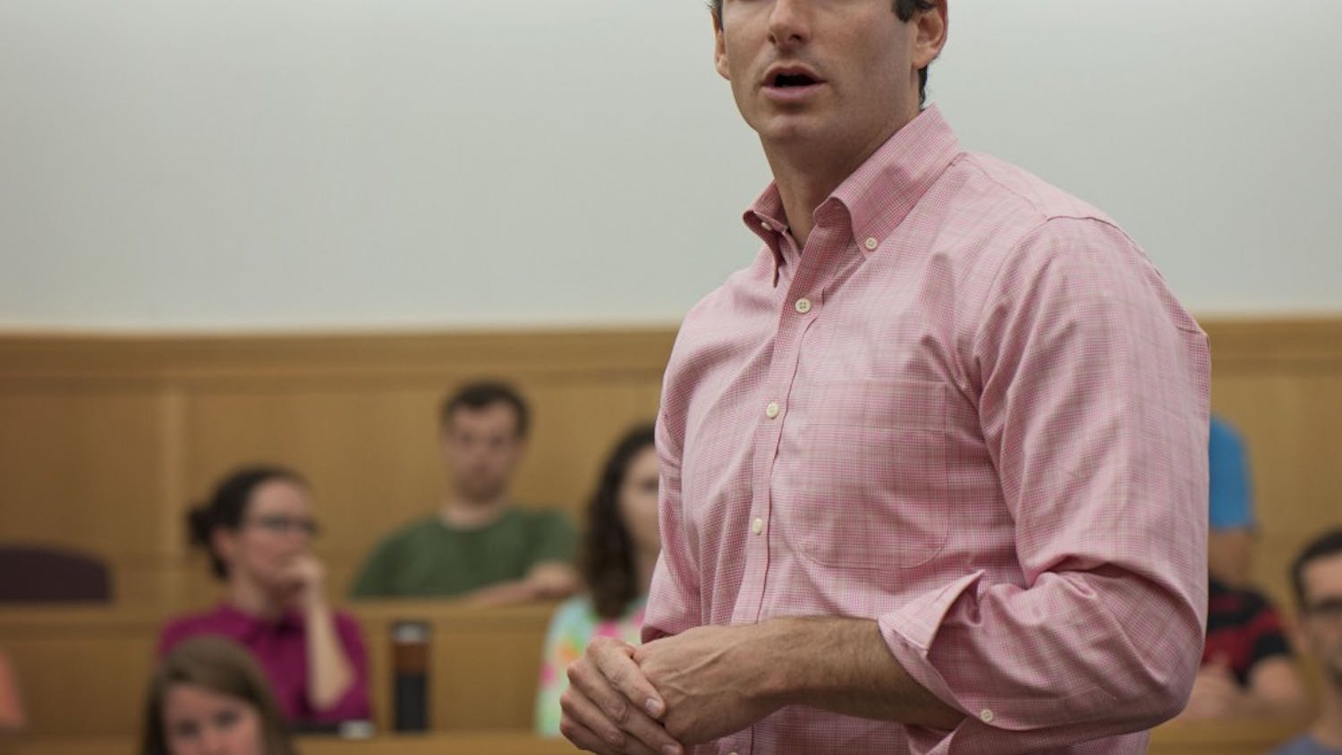 Trey Hollingsworth, IN-09 GOP Congressional Candidate, tells students to back up political policies with real life experiences. Hollingsworth spoke at the Kelley School of Business Monday night.