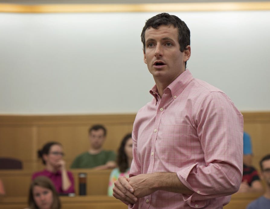 Trey Hollingsworth, IN-09 GOP Congressional Candidate, tells students to back up political policies with real life experiences. Hollingsworth spoke at the Kelley School of Business Monday night. 