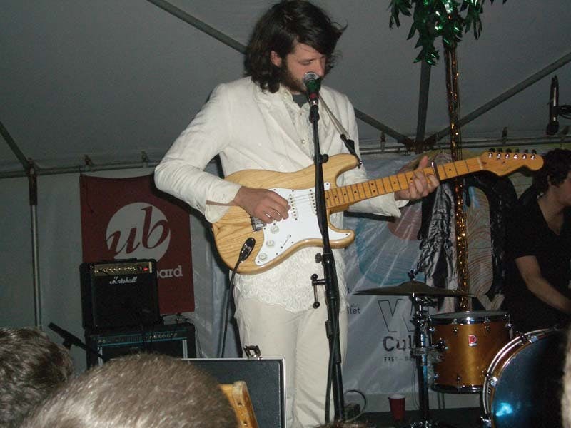 During Beach House's performance at Culture Shock, April 19, a fake palm tree stood on stage while bright lights emitted from the ceiling.