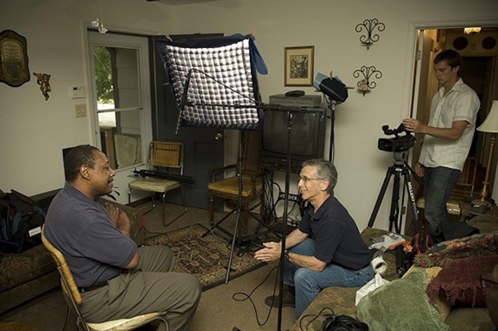 <p>&nbsp;IU Professor emeritus Ron Osgood interviews war veteran Arthur Barham for his documentary, "Just Like Me: Vietnam War Stories from All Sides." After finishing the documentary in 2017, he is now showing screenings of the documentary to university students across the country.</p>