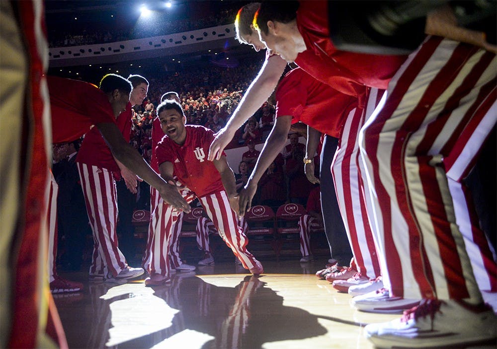 Freshman guard James Blackmon Jr. is introduced prior to IU's game against Penn State on Jan. 13 at Assembly Hall. During the offseason, Blackmon underwent surgery to repair torn meniscus cartilage and is one of many basketball players working through injury.