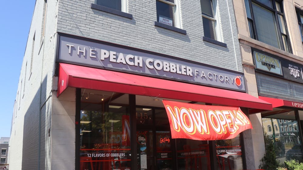 The Peach Cobbler Factory is seen on Kirkwood Square. Indiana University alumnus Wade Johnson and his business partner Robert Thompson III opened the Peach Cobbler Factory in July.   