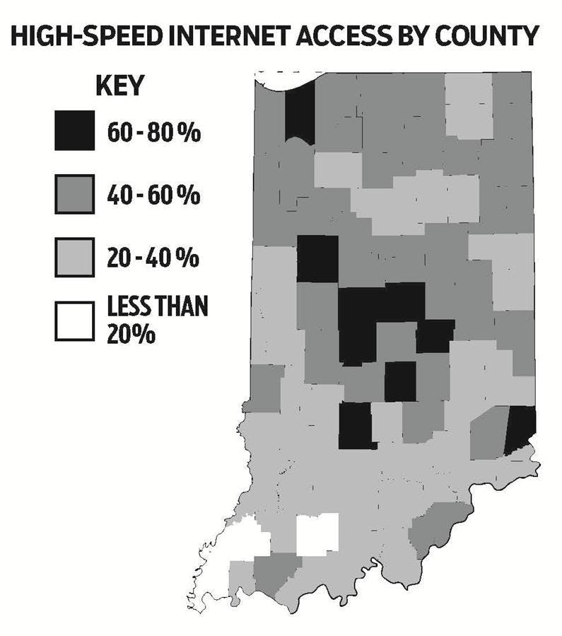 High-speed internet access by county