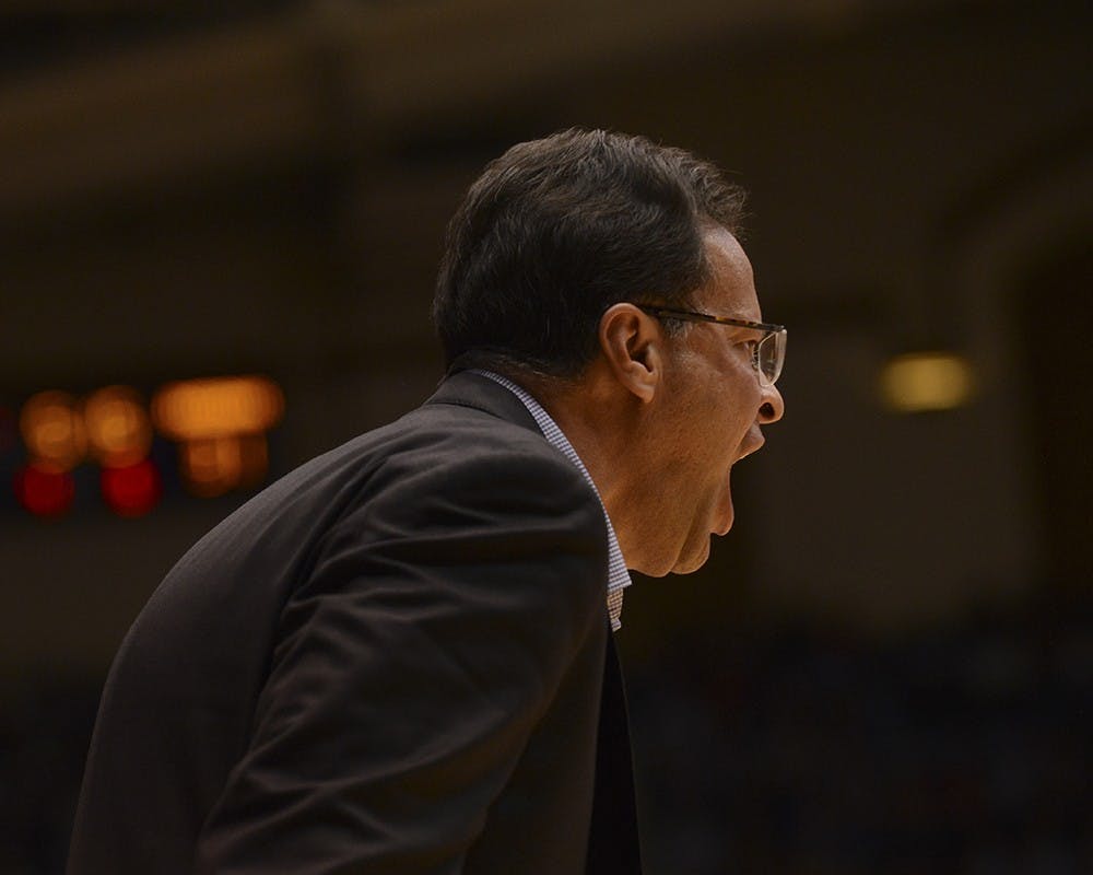 Coach Tom Crean yells during the game against Duke on Wednesday at Cameron Indoor Stadium in Durham.