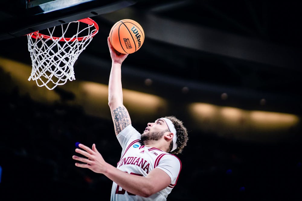 <p>Graduate senior forward Race Thompson puts up a shot March 19, 2023, at MVP Arena in Albany, New York. Thompson will compete in the Portsmouth Invitational starting tonight.</p>