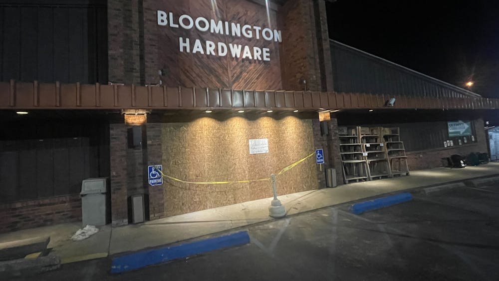 Bloomington Hardware is seen on Jan. 31, 2023, at 2700 E. Covenanter Drive. A car crashed into Bloomington Hardware, but no one was harmed.