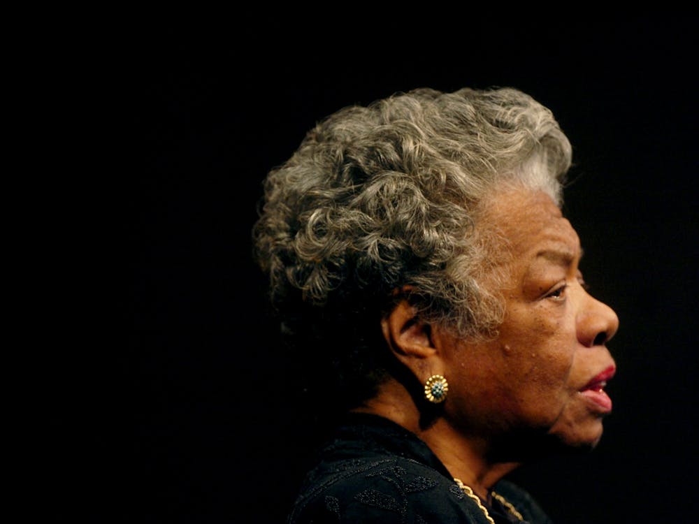 Dr. Maya Angelou speaks with Democratic presidential hopeful Sen. Hillary Rodham Clinton in Wait Chapel at Wake Forest University in Winston-Salem, North Carolina, on Friday, April 18, 2008. Angelou is the first Black woman to be featured on a quarter.