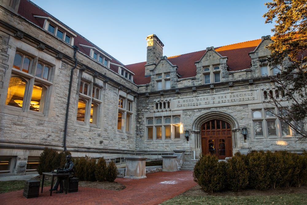 <p>Franklin Hall is seen January 25, 2022, on E. Kirkwood Ave. Police have responded to three incidents in and around Franklin Hall since Aug. 30, 2023.</p>