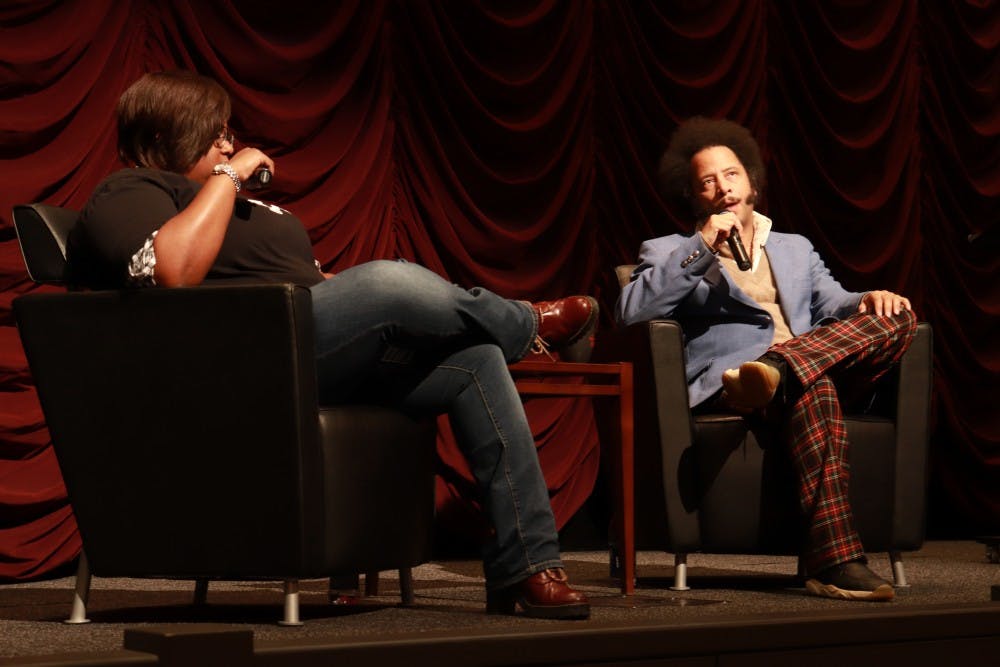 Director Boots Riley speaks Oct. 26 in the IU Cinema. Riley is also a songwriter and screenwriter who spoke about his film “Sorry To Bother You” and other topics. 