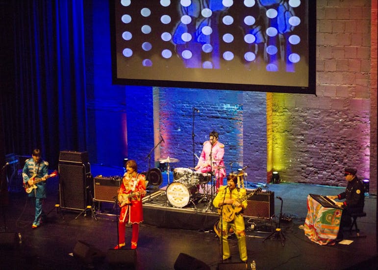 The Mersey Beatles play their set Friday night at the Buskirk-Chumley Theater, which was packed for the tribute band's third performance in Bloomington. The Mersey Beatles performed "Sgt. Pepper’s Lonely Hearts Club Band," which celebrated its 50th anniversary this year.&nbsp;