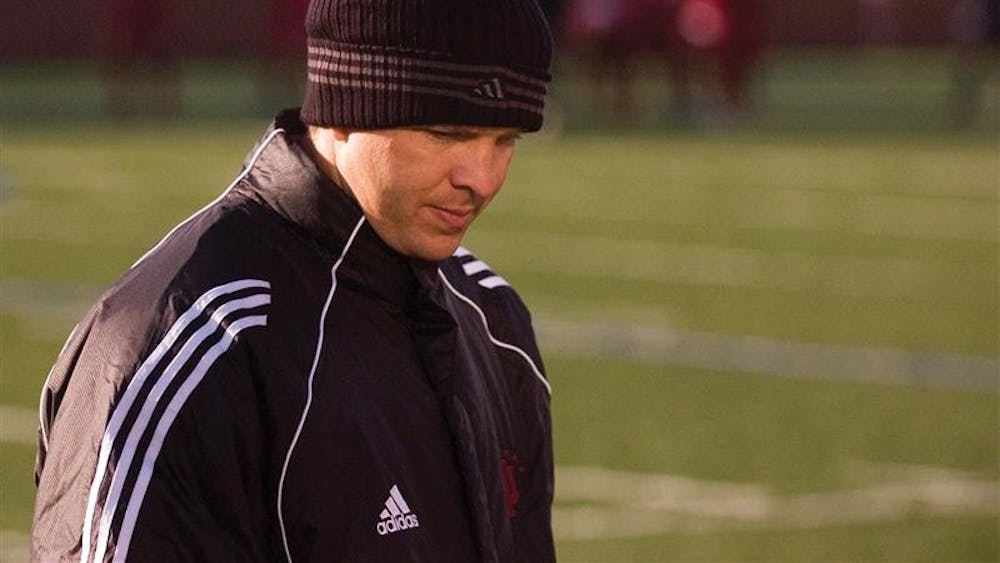 IU assistant coach Todd Yeagley scans the sidelines shortly before halftime of IU's 4-2 win against Butler on Oct. 24, 2006. Yeagley accepted the head coaching position at Wisconsin on Dec. 18.