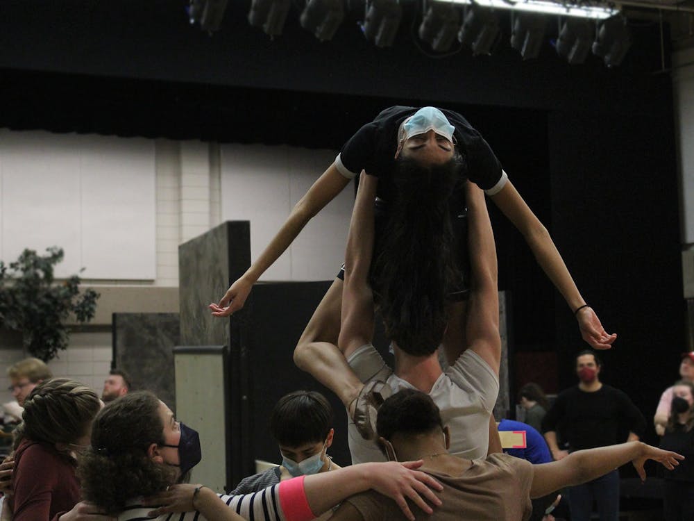 Dancers from the Jacobs School of Music Ballet Theater department rehearse choreography for a nightmare sequence in the opera &quot;Anne Frank&quot; at 4:30 p.m. on Feb. 22, 2023. The Jacobs School of Music will premiere “Anne Frank” with two casts at 7:30 p.m. on March 3-4 and 9-10 at the Musical Arts Center.