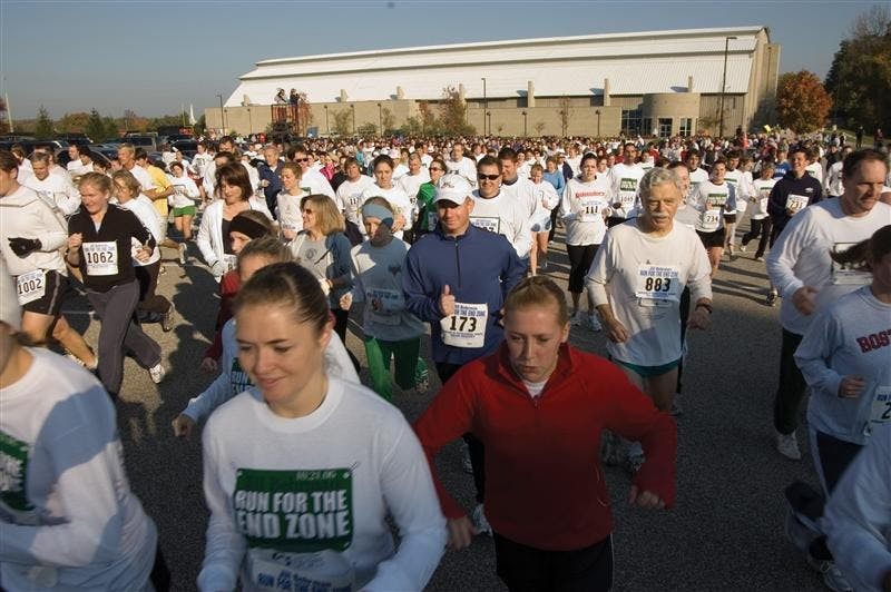 Participants start the Jill Berhman Run for the End Zone Saturday, Oct. 21, 2006 outside Mellencamp Pavilion. The run was held to honor the memory of former IU student, Jill Behrman, and all the proceeds go to Jill's House and to the Jill Behrman Emrging Leader Scholarship.