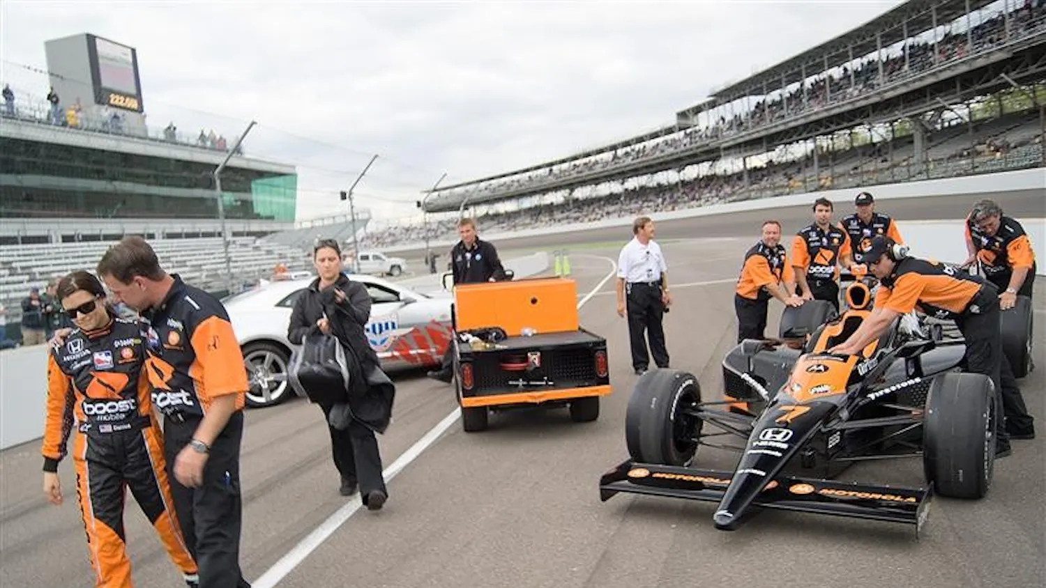 A disappointed Danica Patrick walks away from her car after being denied one last qualifying attempt before the 6 p.m. deadline Saturday afternoon at Indianapolis Motor Speedway. Patrick earned a 10th place qualifying position marking the fifth consecutive season she will start in the top 10. Patrick's best qualifying result came as rookie in 2005 when she qualified fourth.
