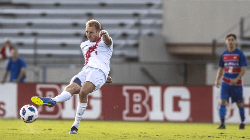 Redshirt junior A.J. Palazzolo passes the ball during IU’s win over DePaul on Aug. 24 at Bill Armstrong Stadium. IU tied the University of Seattle on Sunday 0-0 in South Bend, Indiana.