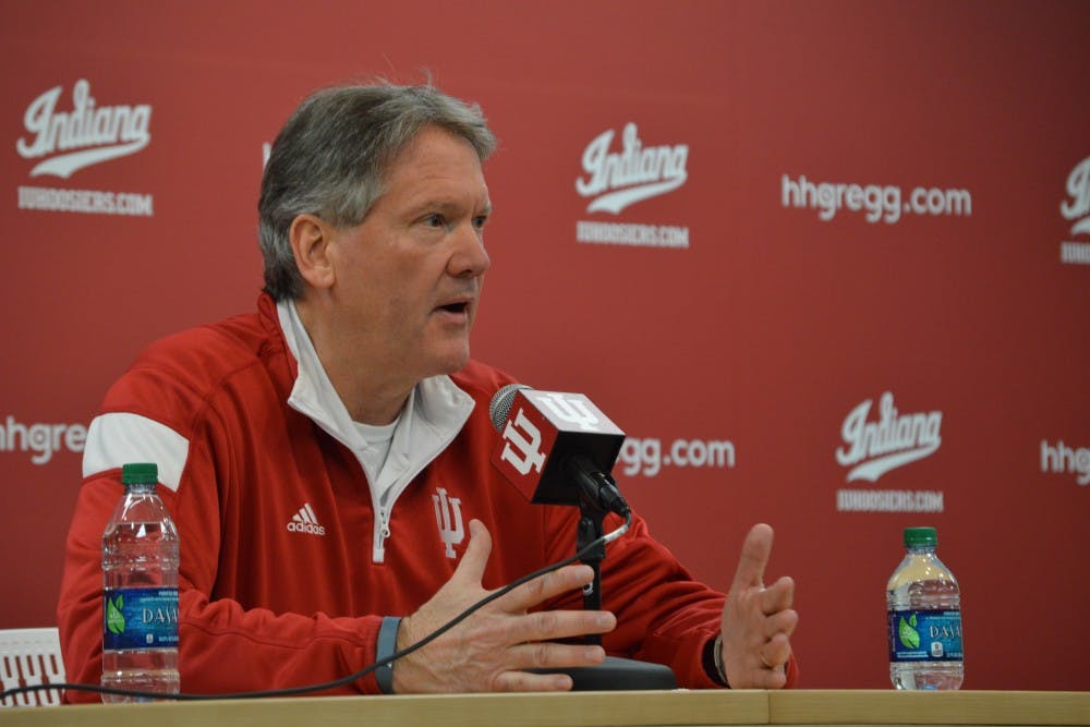 IU Athletic Director Fred Glass answers questions from reporters during a press conference regarding the dismissal of men's basketball head coach Tom Crean. Glass recently established a policy banning incoming freshman or transfer athletes with a history of sexual violence from being eligible.